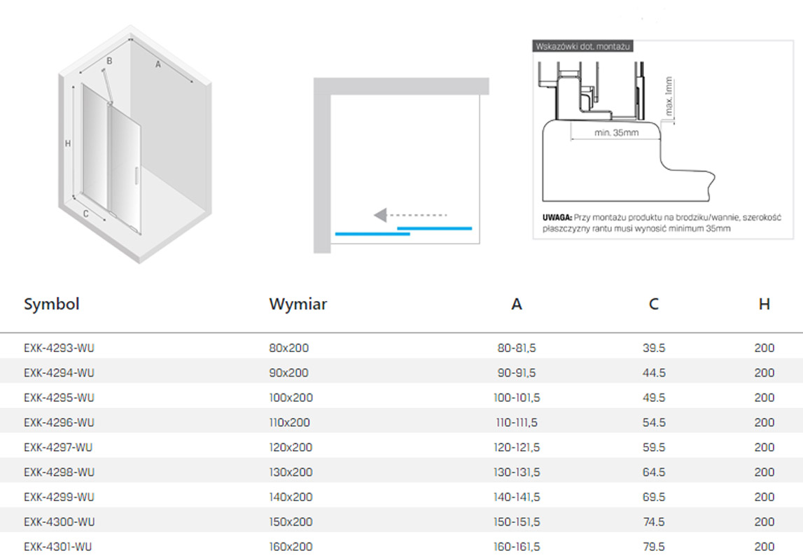 New Trendy smart kabina prysznicowa rysunek techniczny